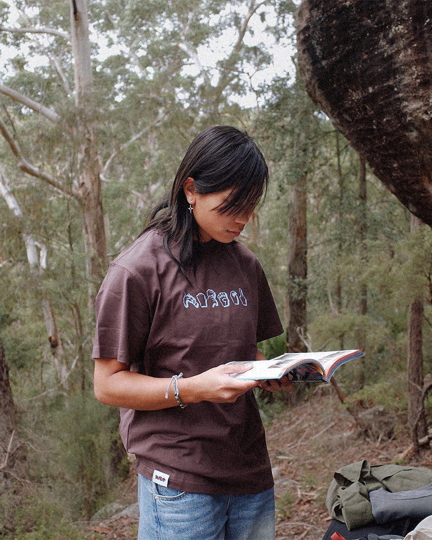 Nobori Hands Staple Tee - Brown