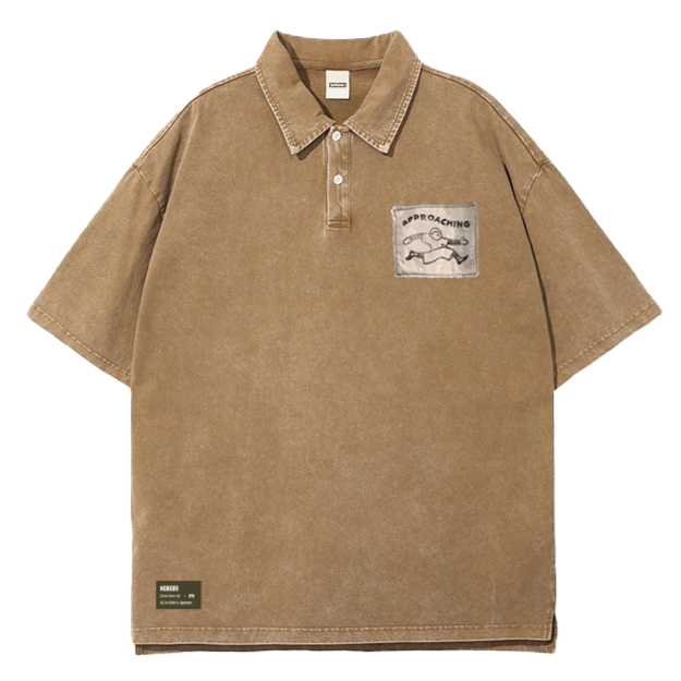 Approaching Washed Oversized Polo Shirt