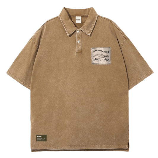 Approaching Washed Oversized Polo Shirt