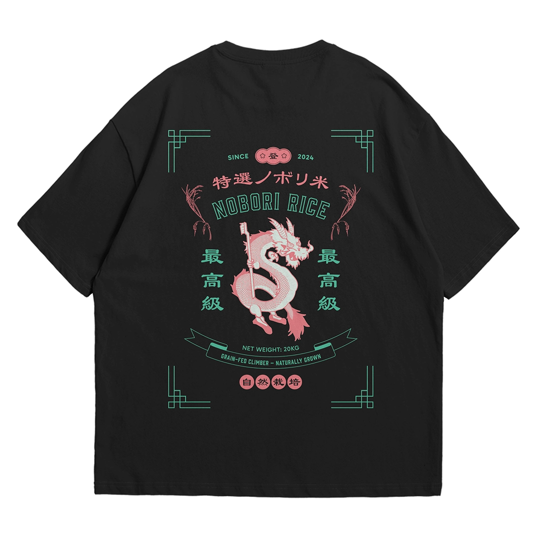 Nobori Rice Shirt Black Oversized Tee Shirt